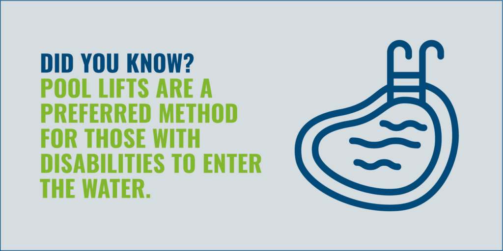 Did you know? Pool lifts are a preferred method for those with disabilities to enter the water