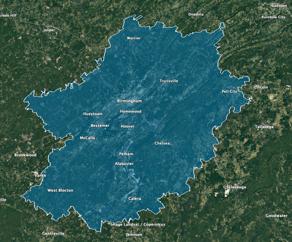 Birmingham Service Area Map