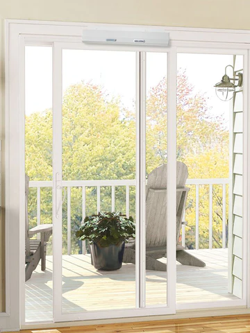 residential sliding door looking out to patio furniture